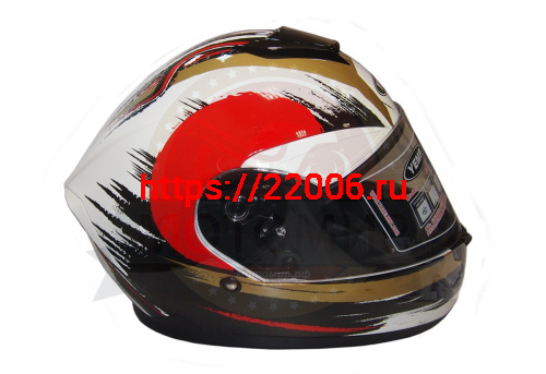 Шлем интеграл YM-831 "YAMAPA" CAT WHITE, BLUE YELLOW, размер  L (прозрачный визор) NEW (6 шт упак.) фото 2