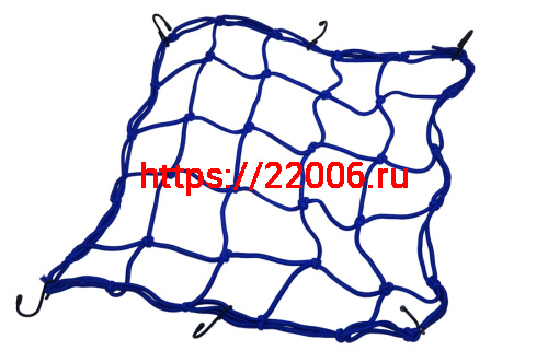 Сетка для крепления багажа синяя (4мм, 40х40см) мет.крючки