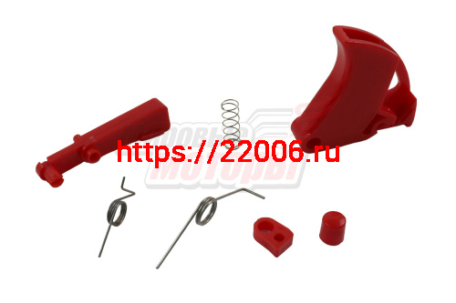 Курок газа мотокосы BC/GBC-026/033/043 в сборе С/О(3 пружины,курок,кнопка, фиксатор курка, пластина)